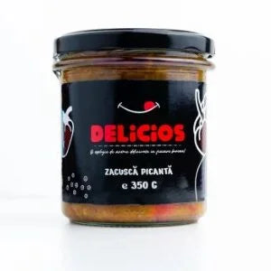 Zacusca Picantă de Vinete și Ardei Copți, Conserve Delicioase și Aromate 350g